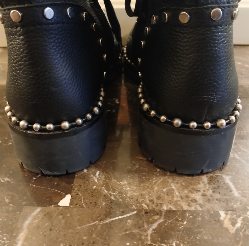 Sam Edelman Black Combat Boots with Silver Studs - Picture 7 of 11